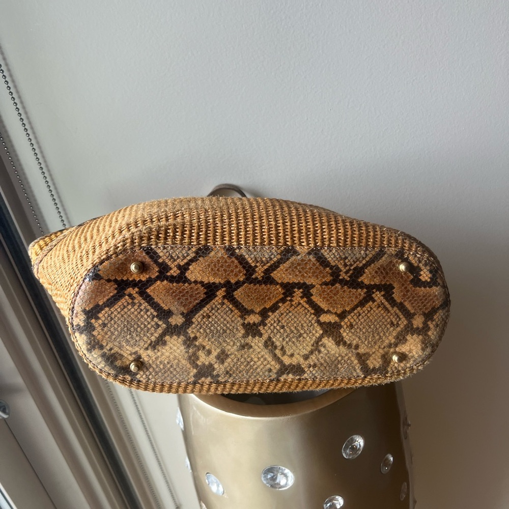Brahmin Woven Straw Snakeskin Trim Shoulder Bag – Summer Tote - Picture 7 of 7
